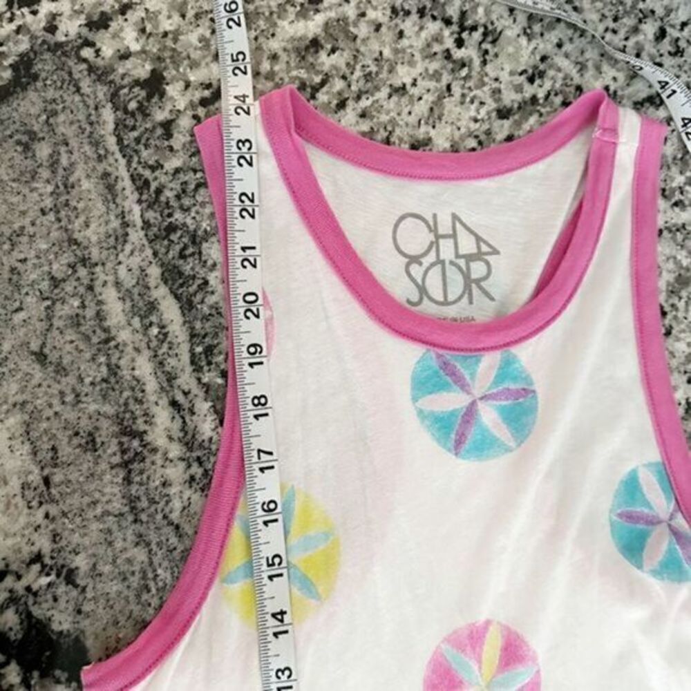 Chaser Sand‎ Dollar Racerback Tank Top White Pink Multicolor Extra Small Beach - Picture 7 of 8